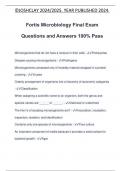 Fortis Microbiology Final Exam Questions and Answers 100% Pass