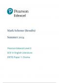  Pearson Edexcel Level 3 GCE In English Literature (9ET0) Paper 1: Drama  mark scheme june 2024 9eto/01