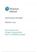  Pearson Edexcel GCE In English Language (9EN0) Paper 3: Investigating Language  mark scheme june 2024 9eno/03