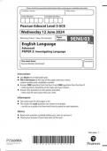 AQA Pearson Edexcel Level 3 GCE English Language Advanced PAPER 3: Investigating Language question paper 2024 june 9eno/03