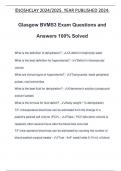 Glasgow BVMS3 Exam Questions and Answers 100% Solved