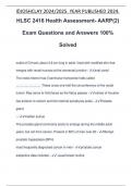 HLSC 2416 Health Assessment- AARP(2) Exam Questions and Answers 100% Solved