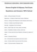 Honors English 9-Odyssey Test Exam Questions and Answers 100% Solved