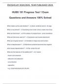 HUBS 191 Progress Test 1 Exam Questions and Answers 100% Solved