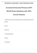 Increased Intracranial Pressure (ICP) NCLEX Exam Questions with 100% Correct Answers