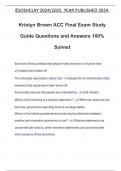 Kristyn Brown ACC Final Exam Study Guide Questions and Answers 100% Solved