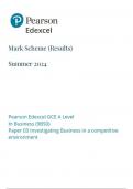 Pearson Edexcel GCE A Level In Business (9BS0) Paper 03 Investigating Business in a competitive environment mark scheme June 2024