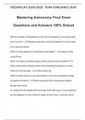 Mastering Astronomy Final Exam Questions and Answers 100% Solved