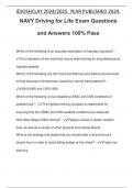 NAVY Driving for Life Exam Questions and Answers 100% Pass