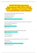 TEXAS NHA (Nursing Home  Administrator) MULTIPLE-CHOICE  EXAM-- Question and Answers [100%  Correct] 2024/2025 Latest Release!! 