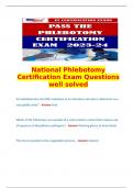   National Phlebotomy Certification Exam Questions well solved  An individual who has little resistance to an infectious microbe is referred to as a susceptible what? - Answer Host  Which of the following is an example of a work practice control that redu