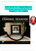 TEST BANK For Criminal Behavior:  A Psychological Approach 12th Edition (Bartol)  Chapters 1 - 16, Complete  