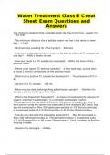 Water Treatment Class E Cheat Sheet Exam Questions and Answers