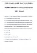 PNB Final Exam Questions and Answers 100% Solved