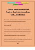 Missouri: Business Conduct and Practices - Real Estate License Exam Study Guide Solutions