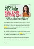 UHC Ethics & Compliance 2022 Review/ Questions with Definitive Solutions  