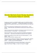   Elevator Mechanic Exam Review Questions And Answers Rated A+ 2024/25.