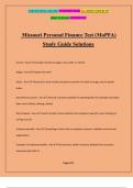 Missouri Personal Finance Test (MoPFA) Study Guide Solutions