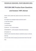 PSYC200 UNE Practice Exam Questions and Answers 100% Solved