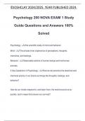 Psychology 200 NOVA EXAM 1 Study Guide Questions and Answers 100% Solved