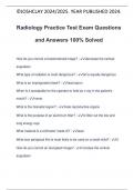 Radiology Practice Test Exam Questions and Answers 100% Solved