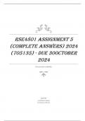 RSE4801 ASSIGNMENT 5 (COMPLETE ANSWERS) 2024 (705135) - DUE 30OCTOBER 2024