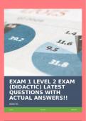 EXAM 1 LEVEL 2 EXAM (DIDACTIC) LATEST QUESTIONS WITH ACTUAL ANSWERS!!