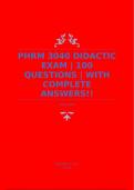 PHRM 3040 DIDACTIC EXAM | 100 QUESTIONS | WITH COMPLETE ANSWERS!!