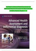 TEST BANK For Advanced Health Assessment and Differential Diagnosis Essentials for Clinical Practice 1st Edition Myrick, Verified Chapters 1 - 12, Complete Newest Version