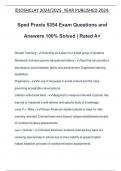 Sped Praxis 5354 Exam Questions and Answers 100% Solved | Rated A+