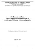 Biochemistry test bank Part 2. Metabolism of major classes of biomolecules. Molecular biology and genetics.