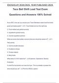 Taco Bell Shift Lead Test Exam Questions and Answers 100% Solved