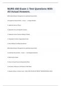 NURS 450 Exam 1 Test Questions With All Actual Answers.