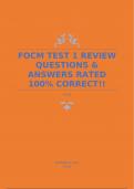 FOCM TEST 1 REVIEW QUESTIONS & ANSWERS RATED 100% CORRECT!!