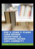 POP 3- EXAM 2- FLASH CARD REVIEW (QUESTIONS & ANSWERS) RATED 100% CORRECT!!