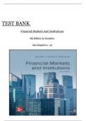 TEST BANK For Financial Markets and Institutions, 8th Edition by Anthony Saunders, Marcia Cornett, All Chapters 1 to 25 complete Verified editon ISBN:9781260772401