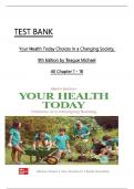 TEST BANK  Your Health Today Choices in a Changing Society,  9th Edition by Teague Michael All Chapters 1 to 18 complete Verified editon 