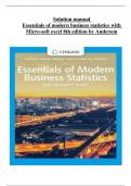 Solution manual for Essentials of modern business statistics with Micro-soft excel 8th edition by Anderson all chapters 1-15 fully covered, ISBN:9780357131626