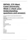 PATHO 370 West Coast University, Week 2 check your Understanding questions and answers.