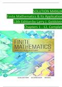 Solution Manual For Finite Mathematics and Its Applications, 13 Edition by Larry J. Goldstein, Verified Chapters 1 - 12, Complete Newest Version