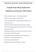 Tragedy Paper Study Guide Exam Questions and Answers 100% Solved