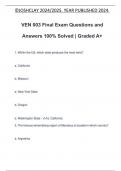 VEN 003 Final Exam Questions and Answers 100% Solved | Graded A+