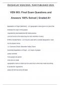 VEN 003: Final Exam Questions and Answers 100% Solved | Graded A+