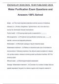 Water Purification Exam Questions and Answers 100% Solved