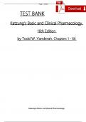 Test Bank- Katzung's Basic and Clinical Pharmacology, 16th Edition (Todd W. Vanderah, 2023) Latest Edition || All Chapters