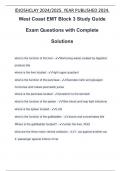 West Coast EMT Block 3 Study Guide Exam Questions with Complete Solutions