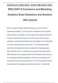 WGU D381 E-Commerce and Marketing Analytics Exam Questions and Answers 100% Solved