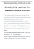 Witness Credibility: Impeachment Exam Questions and Answers 100% Solved