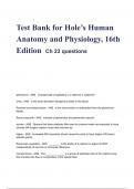 Test Bank for Hole’s Human Anatomy and Physiology, 16th Edition  Ch 23 questions