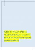 WEEK 9 IHUMAN CASE 26 YEAR OLD FEMALE- class 6412 reason for encounter frequent severe headache